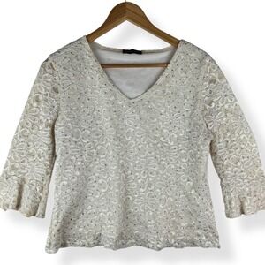 Brittany Black Y2K Lace Top Size Medium Angelcore Fairy Glitter Ethereal Shimmer